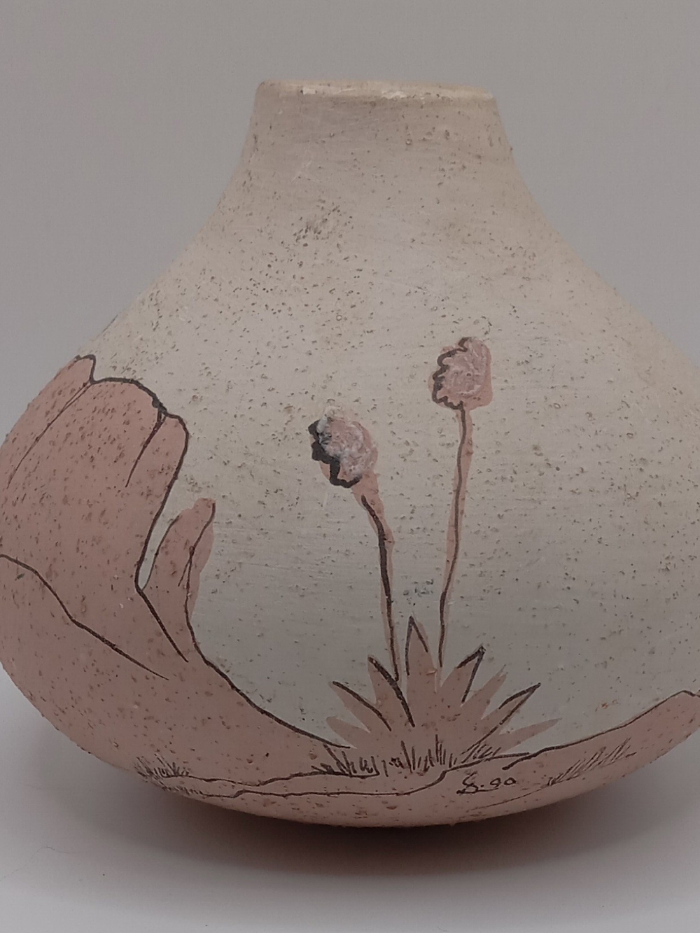 Vintage Native American Sand Pottery Bud Vase Signed S90 Southwestern